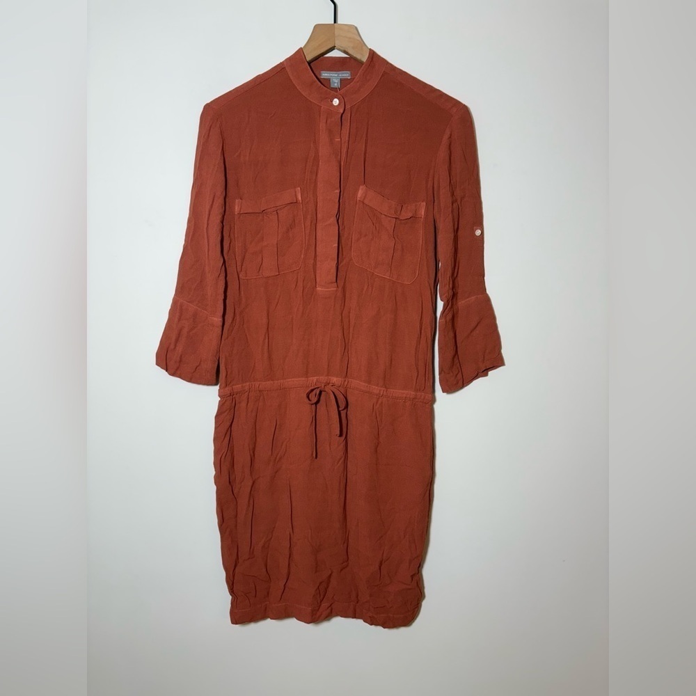 James Perse Viscose Rust Orange Casual Shirt Dress, Size 0 New